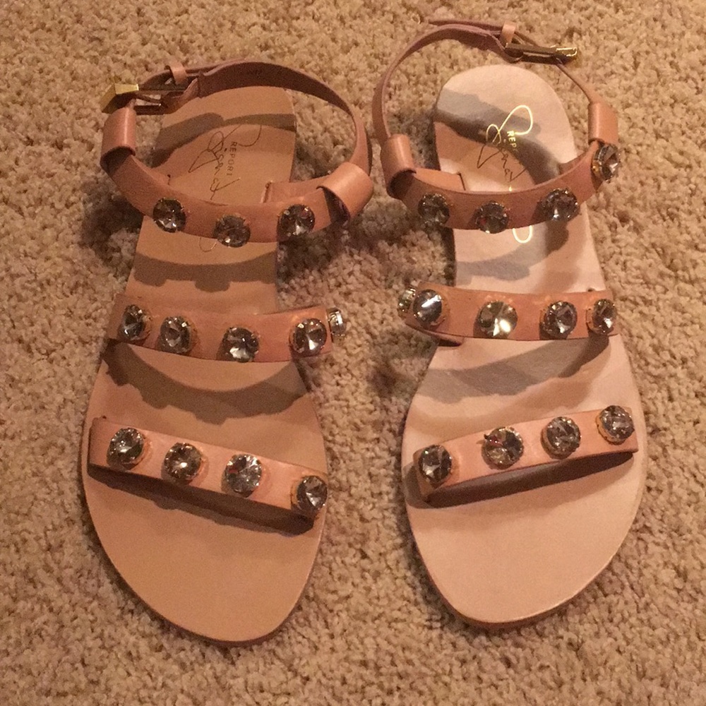 Report signature nude jewel sandals